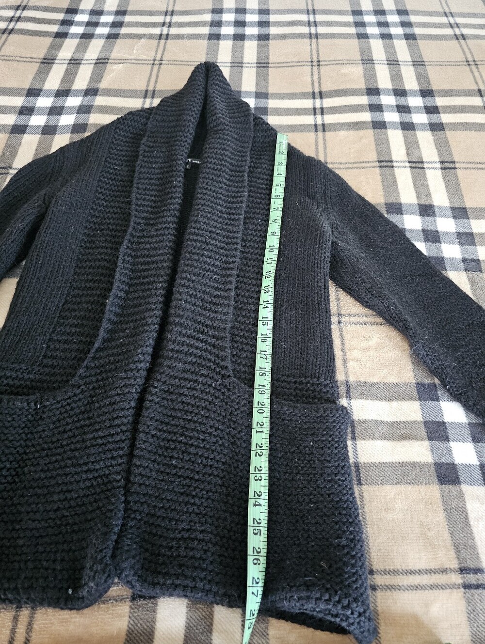Open-Front Black Pocket Cardigan Sweater - Picture 8 of 8